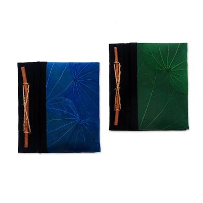 Alternate image for Blue and Green Kupu-Kupu Leaf Journals from Bali Pair Blue and Green Kupu-Kupu