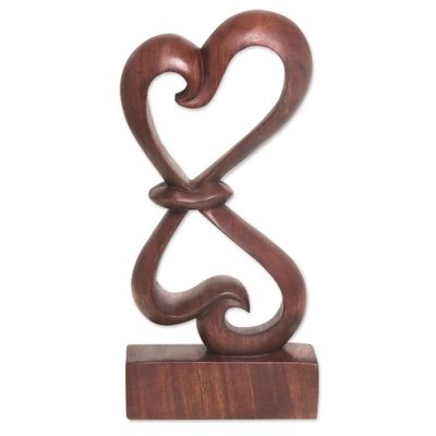 Alternate image for Hand-Carved Balinese Wood Sculpture Heartfelt