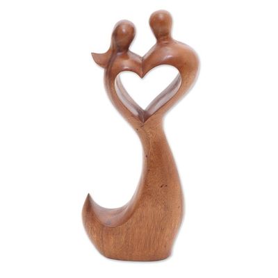 Alternate image for Natural Suar Wood Romantic Sculpture from Bali Wedding Day