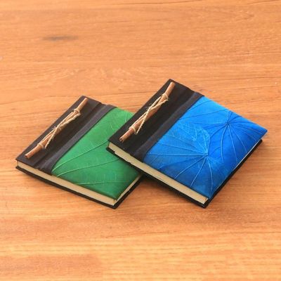 Alternate image for Blue and Green Kupu-Kupu Leaf Journals from Bali Pair Blue and Green Kupu-Kupu