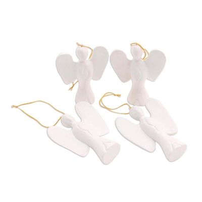 Alternate image for White Wood Angel Ornaments from Bali Set of 4 Silent Angels