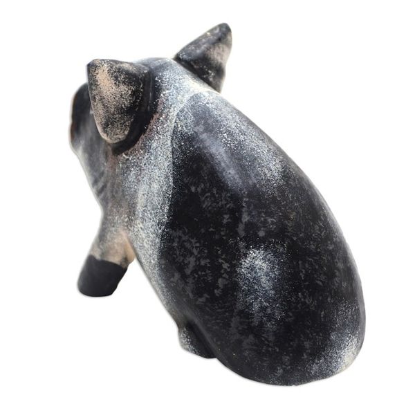 Alternate image for Artisan Crafted Suar Wood Piglet Statuette Piglet