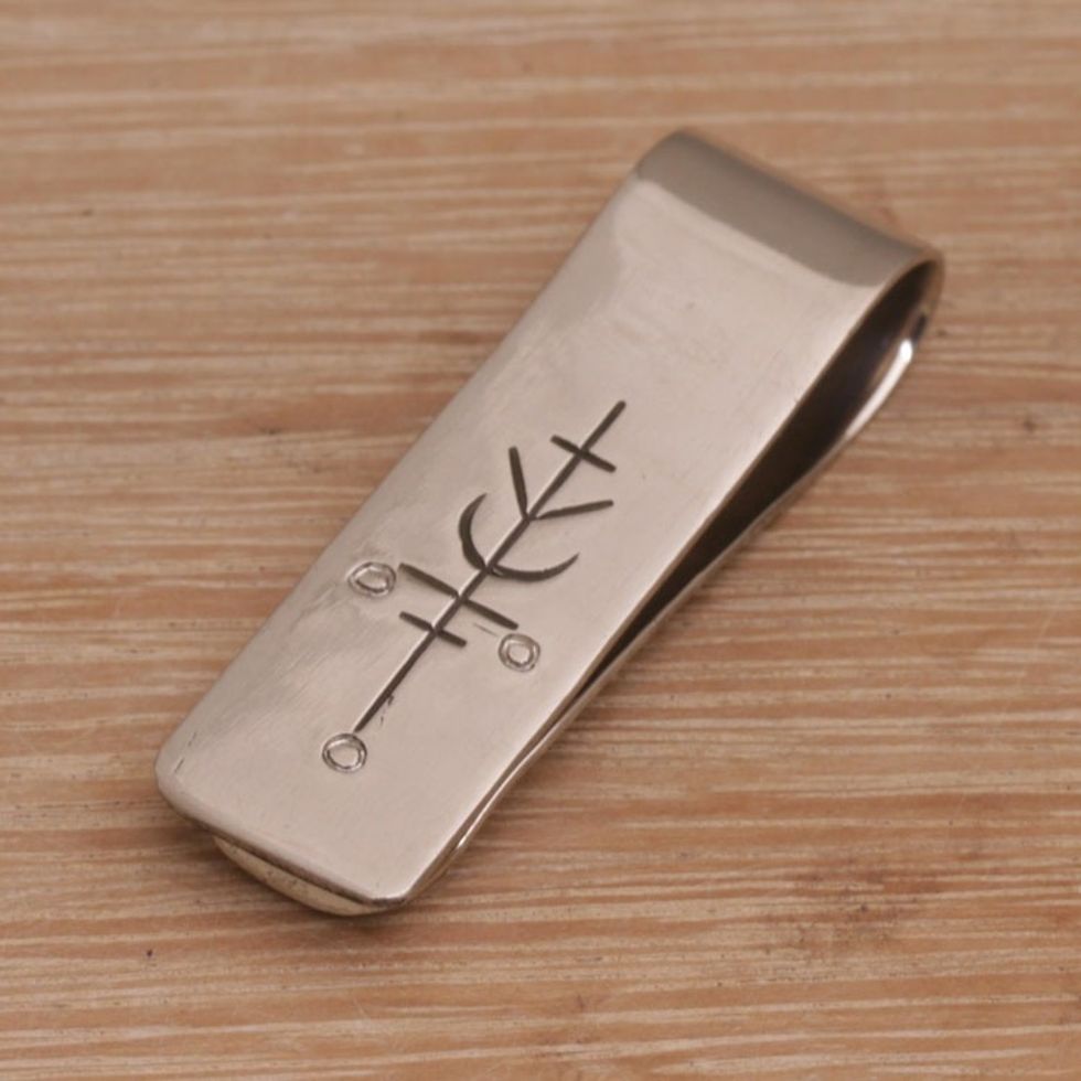 Engraved Stainless Steel Money Clip from Indonesia 'Luck Will Follow Me'