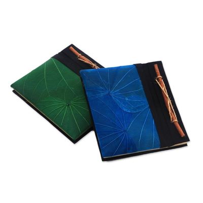 Alternate image for Blue and Green Kupu-Kupu Leaf Journals from Bali Pair Blue and Green Kupu-Kupu