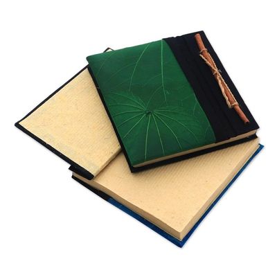 Alternate image for Blue and Green Kupu-Kupu Leaf Journals from Bali Pair Blue and Green Kupu-Kupu