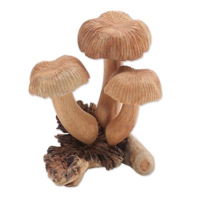 Alternate image for Jempinis Wood Mushroom Figurine from Bali Bali Mushrooms