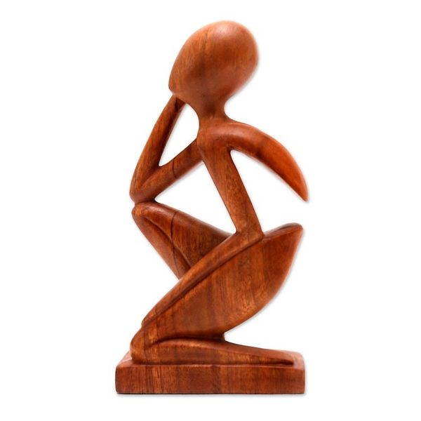 Alternate image for Hand Made Thought and Meditation Wood Sculpture Alone
