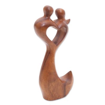 Alternate image for Natural Suar Wood Romantic Sculpture from Bali Wedding Day