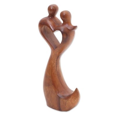 Alternate image for Natural Suar Wood Romantic Sculpture from Bali Wedding Day