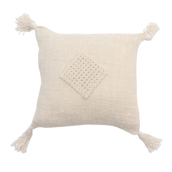 Alternate image for Cotton Macrame Zippered Cushion Cover Gathered Attention