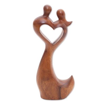 Alternate image for Natural Suar Wood Romantic Sculpture from Bali Wedding Day