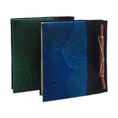 Alternate image for Blue and Green Kupu-Kupu Leaf Journals from Bali Pair Blue and Green Kupu-Kupu