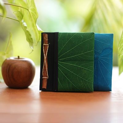 Alternate image for Blue and Green Kupu-Kupu Leaf Journals from Bali Pair Blue and Green Kupu-Kupu
