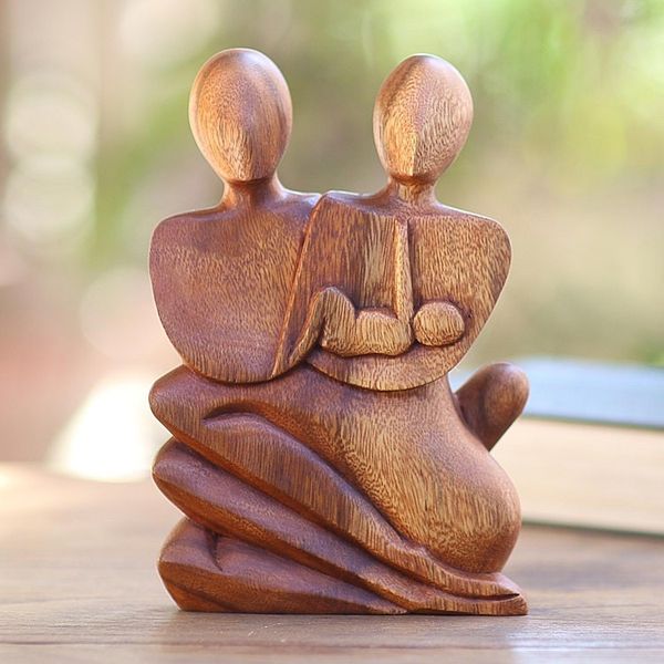 Alternate image for Unique Wood Sculpture from Indonesia Family Love