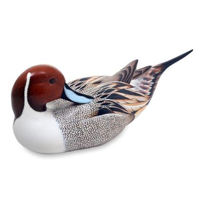 Alternate image for Indonesian Wood Bird Sculpture Posing Pintail Duck