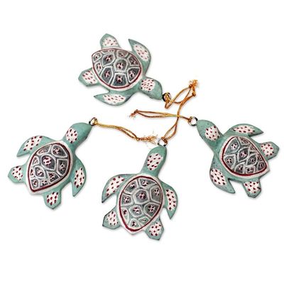 Alternate image for Handcrafted Jempinis Wood Baby Turtle Ornaments Set of 4 Baby Shells