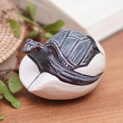 Alternate image for Handcrafted Turtle Jempinis Wood Figurine from Bali Turtle Birth