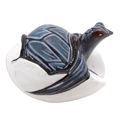 Alternate image for Handcrafted Turtle Jempinis Wood Figurine from Bali Turtle Birth