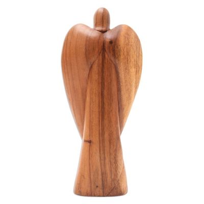 Alternate image for Suar Wood Angel Sculpture from Bali Angel in Peace