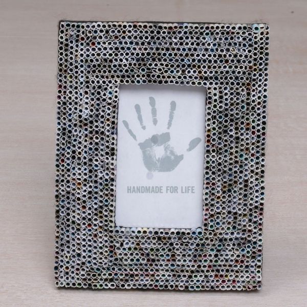 Alternate image for Recycled Paper Multicolored Photo Frame from Bali 3x5 Straw Memories