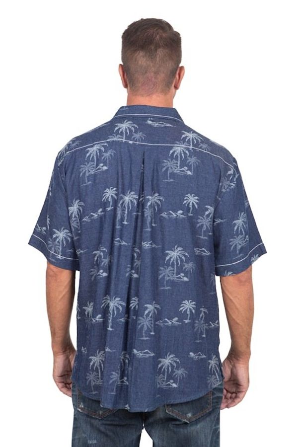 Alternate image for Mens Palm Tree-Patterned Cotton Shirt Tropical Vacation