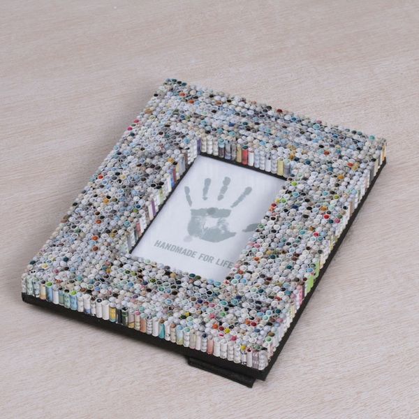 Alternate image for Recycled Paper Multicolored Photo Frame from Bali 3x5 Straw Memories