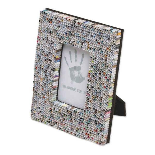 Alternate image for Recycled Paper Multicolored Photo Frame from Bali 3x5 Straw Memories