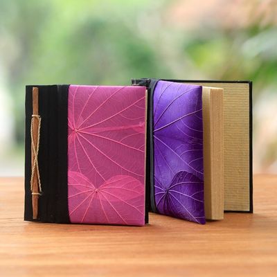 Alternate image for Pink and Purple Kupu-Kupu Leaf Journals from Bali Pair Pink and Purple Kupu-Kupu