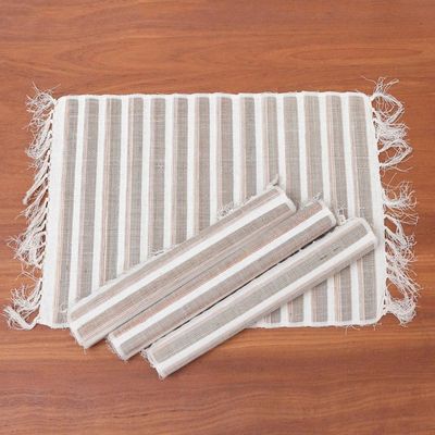 Alternate image for Hand Made Natural Fiber and Cotton Placemats Set of 4 White Woods