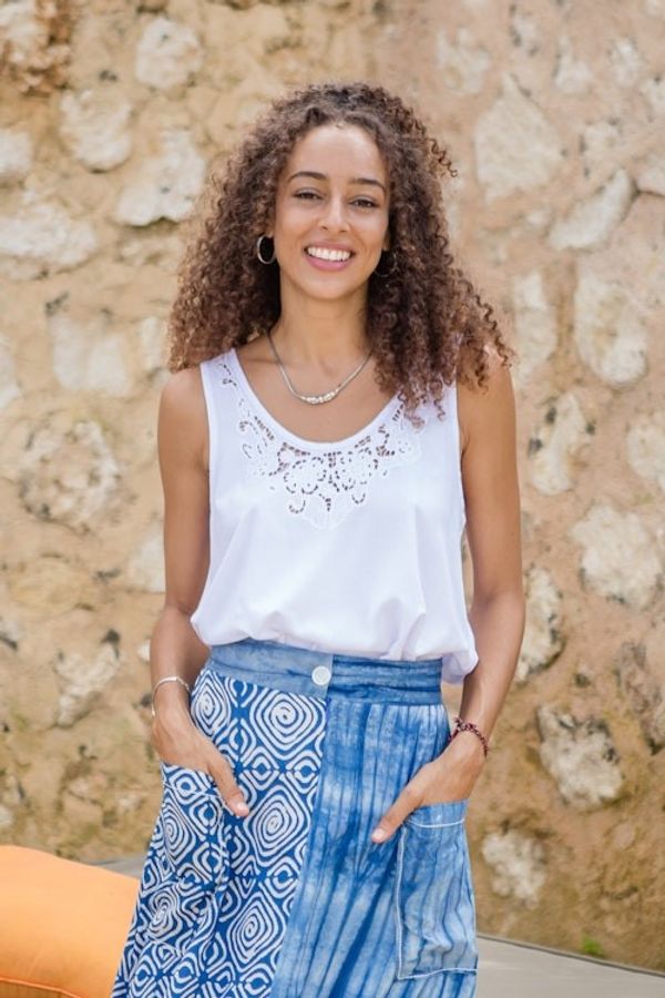Alternate image for Hand-Embroidered Sleeveless Rayon Top from Bali Bouquet of Flowers