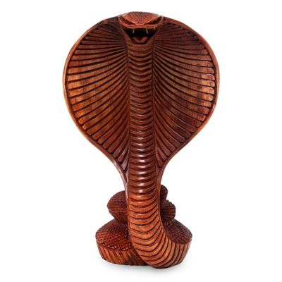 Alternate image for Hand Carved Wood Snake Sculpture Cobra