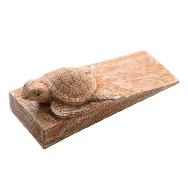 Alternate image for Distressed Baby Turtle Suar Wood Door Stopper from Bali Distressed Baby Turtle