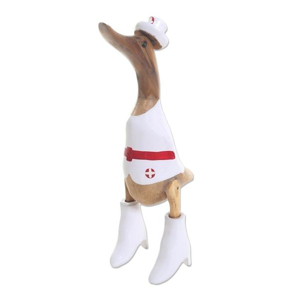 Alternate image for Nurse Duck Sculpture Hand Carved from Bamboo and Acacia Nurse Duck
