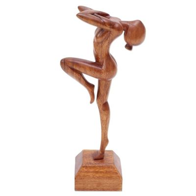 Alternate image for Hand Carved Suar Wood Ballerina Sculpture Little Dancer