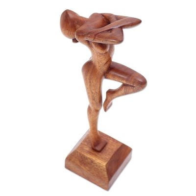 Alternate image for Hand Carved Suar Wood Ballerina Sculpture Little Dancer