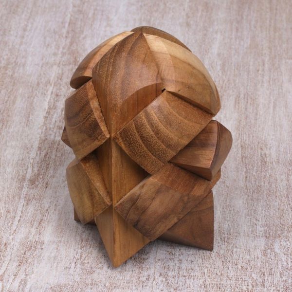 Alternate image for Fair Trade Carved Teak Wood Brainteaser Puzzle from Java Little Rocket