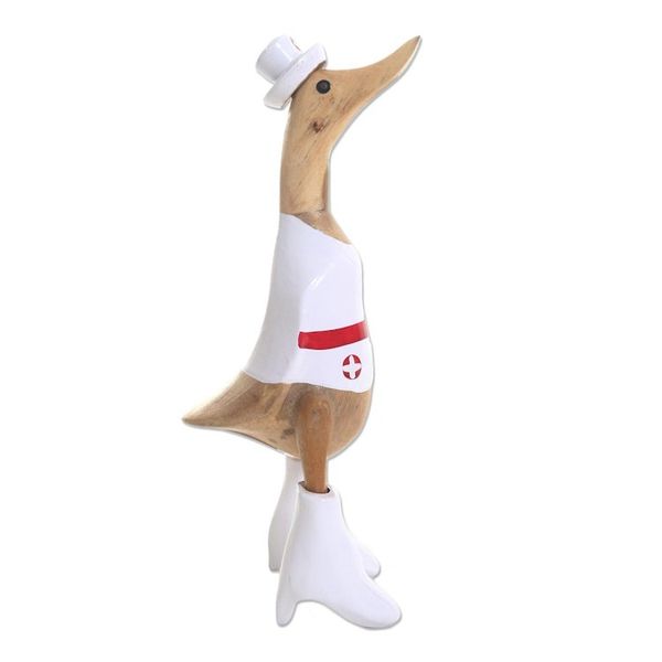 Alternate image for Nurse Duck Sculpture Hand Carved from Bamboo and Acacia Nurse Duck