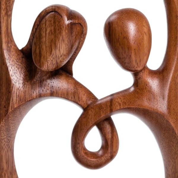 Alternate image for Romantic Suar Wood Statuette from Bali Happier Dancing