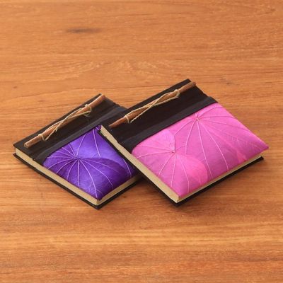 Alternate image for Pink and Purple Kupu-Kupu Leaf Journals from Bali Pair Pink and Purple Kupu-Kupu