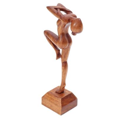 Alternate image for Hand Carved Suar Wood Ballerina Sculpture Little Dancer