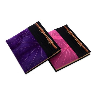 Alternate image for Pink and Purple Kupu-Kupu Leaf Journals from Bali Pair Pink and Purple Kupu-Kupu