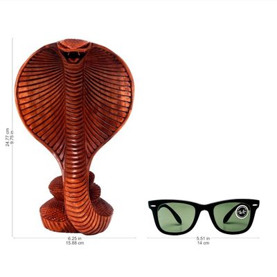 Alternate image for Hand Carved Wood Snake Sculpture Cobra