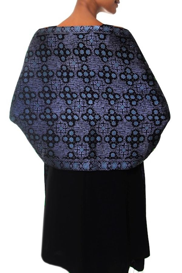 Alternate image for Batik Silk Shawl with Kawung Motifs from Bali Java Sea