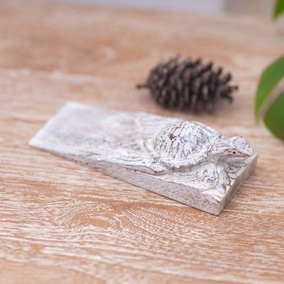 Alternate image for Distressed Baby Turtle Suar Wood Door Stopper from Bali Distressed Baby Turtle