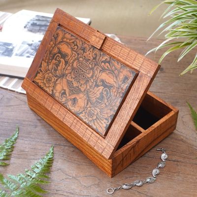 Alternate image for Hand Carved Wood Decorated Jewelry Box from Indonesia Bhoma Treasure