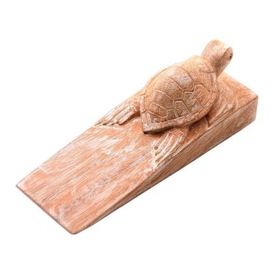 Alternate image for Distressed Baby Turtle Suar Wood Door Stopper from Bali Distressed Baby Turtle