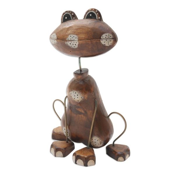 Alternate image for Artisan Crafted Albesia Wood Frog-Motif Statuette Leap Frog