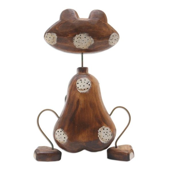 Alternate image for Artisan Crafted Albesia Wood Frog-Motif Statuette Leap Frog