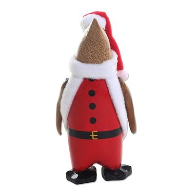 Alternate image for Santa Penguin Hand Painted Bamboo Root Statuette Penguin Santa