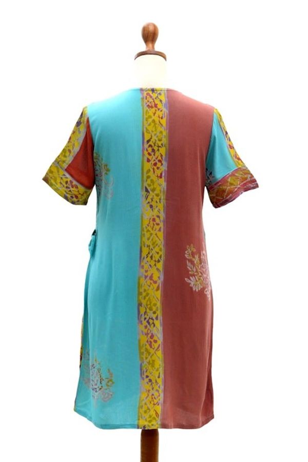 Alternate image for Hand Crafted Batik Rayon Shift Dress Bali Rainbow